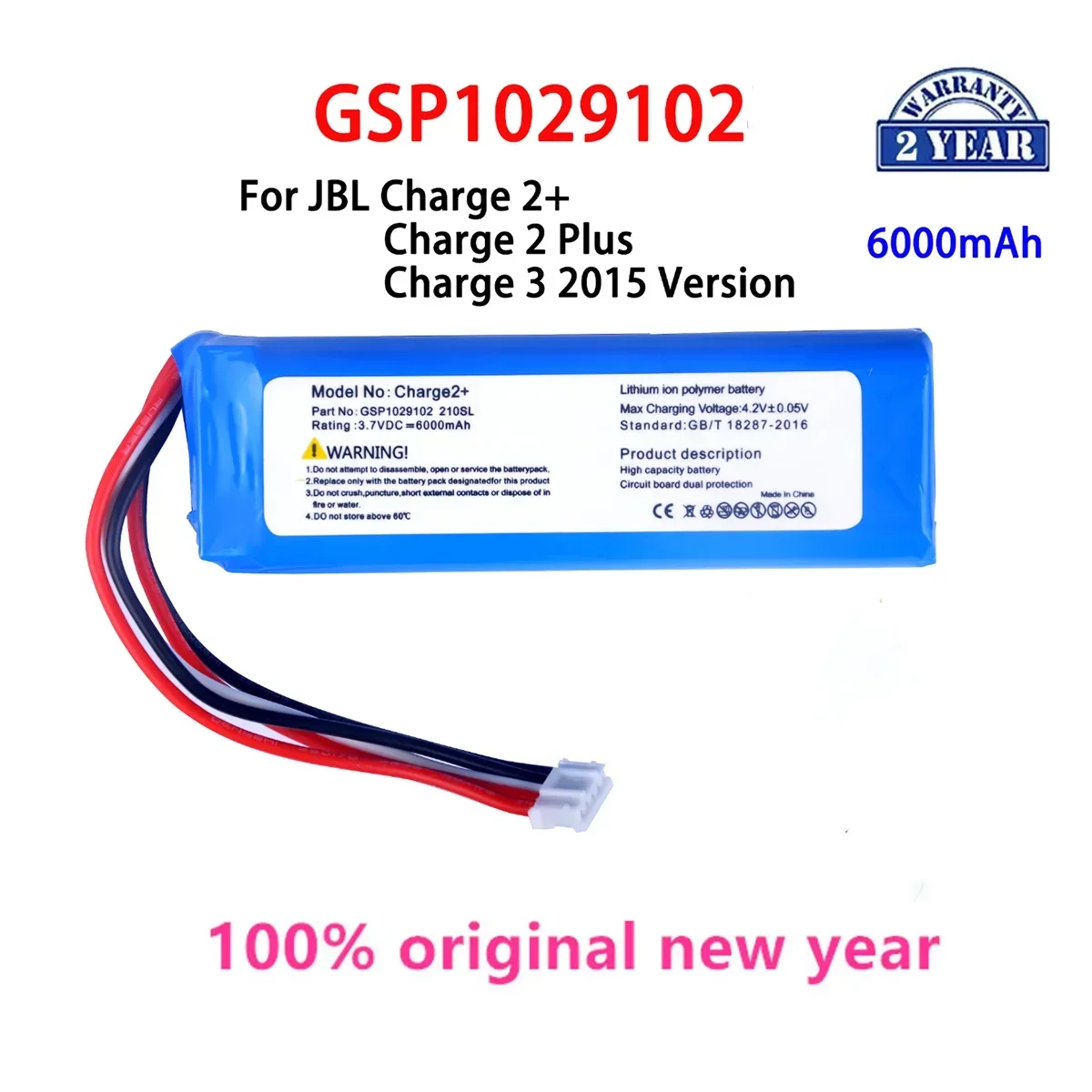 

Original GSP1029102 6000mAh Replacement Battery For JBL Charge 2 Plus Charge 2+ charge 3 2015 Version P763098 Batteries