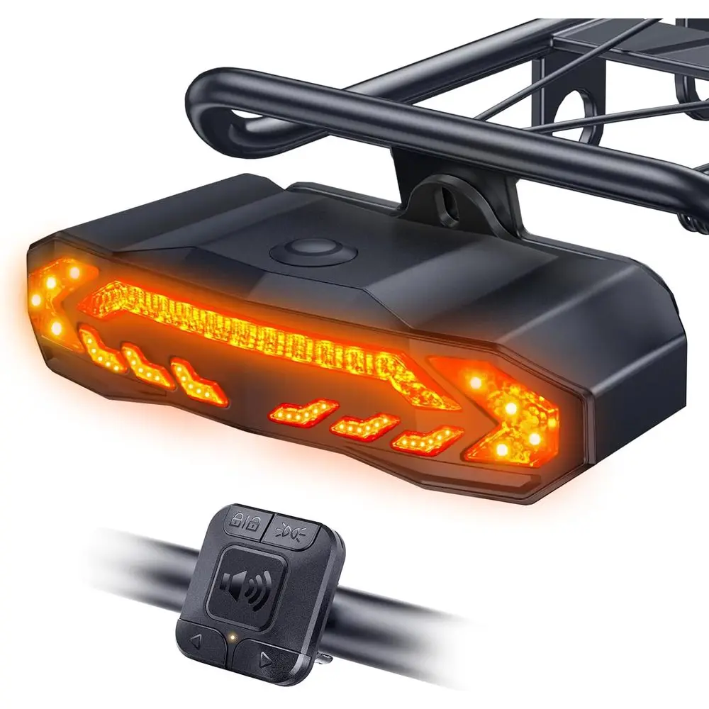 

Rechargeable Bike Tail Light with Turn Signals and Remote Alarm
