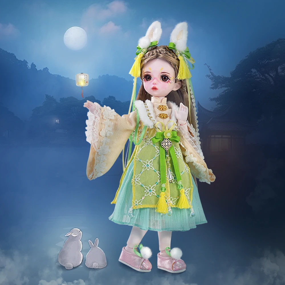 DBUS 1/6 BJD Mid-Autumn Festival Rabbit Series joint Body doll With hand paint makeup Including scalp eyes clothes girls gift to