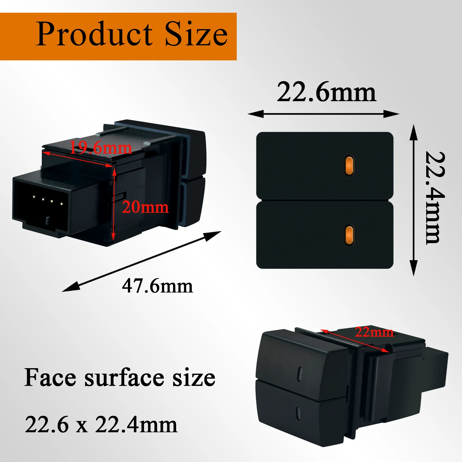 12V/24V Dual Button Light Switches For Toyota Prado LC300 Camry Sienna Nissan Headlight Charger Camera Blue&Amber Backlighting