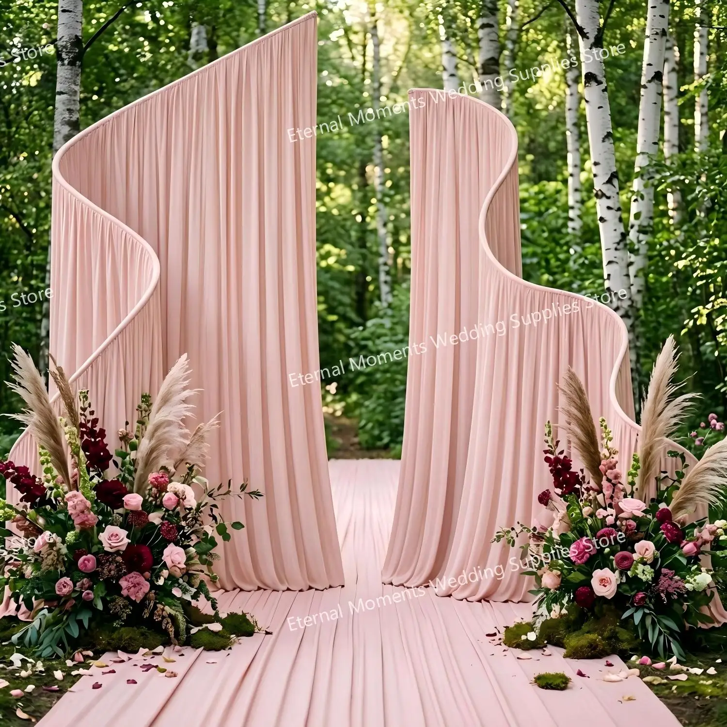 Moderner Metall-Hochzeitsbogen, gewellter Ausstellungsständer, DIY-Hängeblumenständer für Outdoor-Partys, Bühnenhintergrund und besondere Anlässe – Detail 1