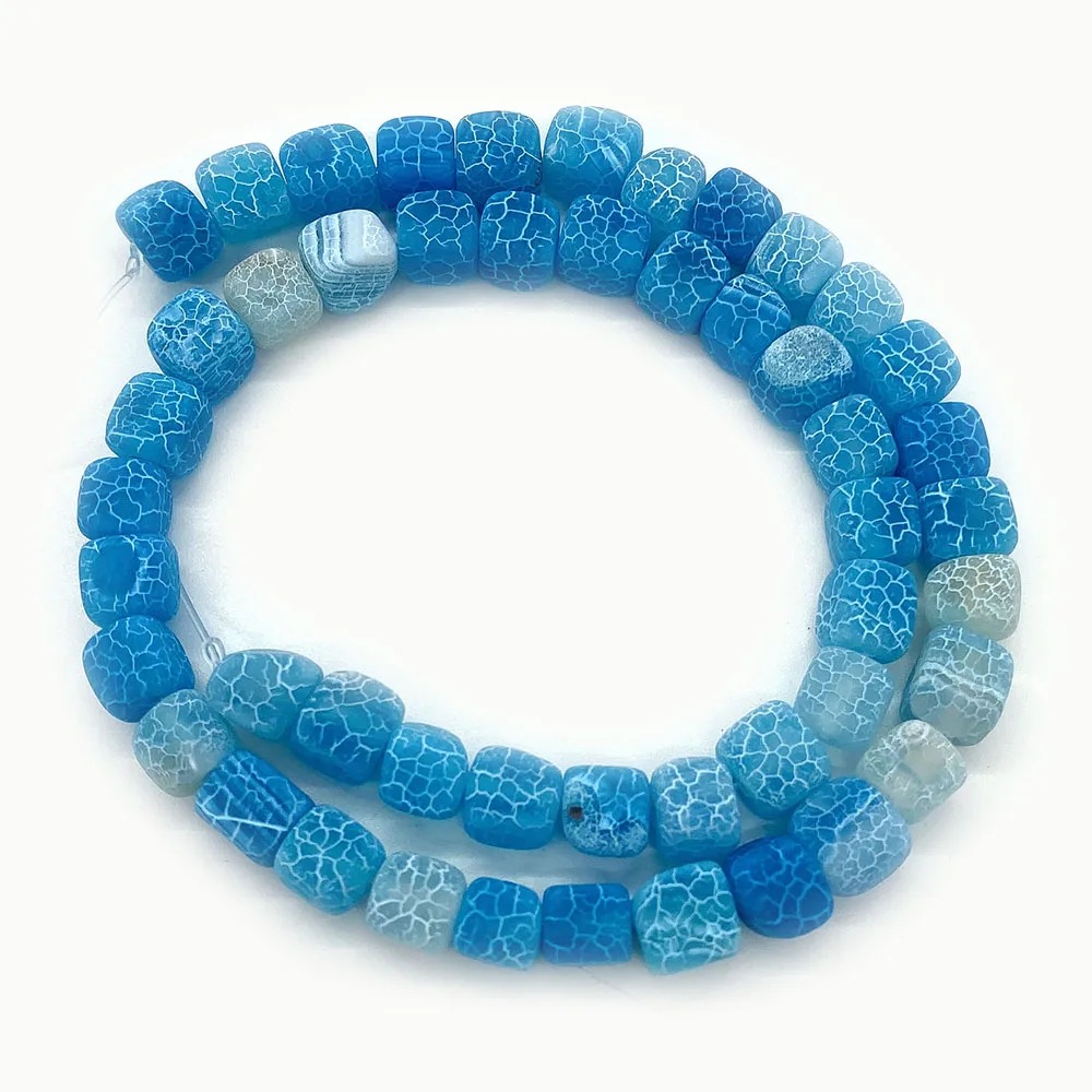Natural Stone Beaded 8x8mm Square Shaped Weathered Agate Loose Bead Handmade Bracelet Necklace Accessories 1 Strand Wholesales