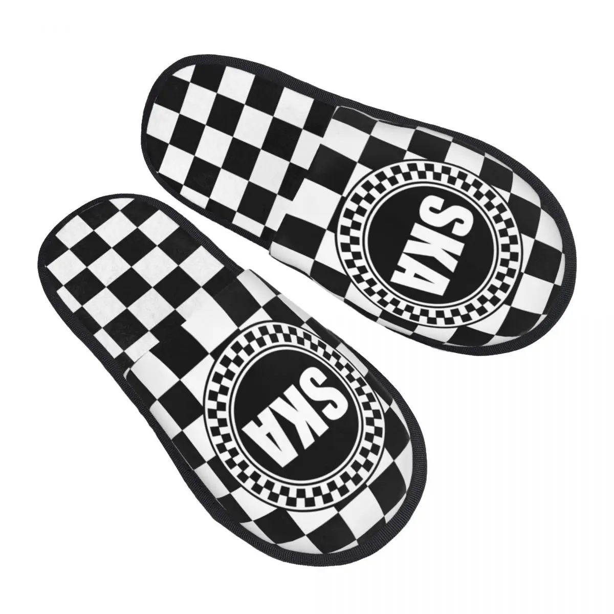 

2 Tone Music SKA-rock SKA Logo Winter Cotton House Slippers Two Tone 2Tone SKA Check Cozy Household Fur Slippers Slides Non-skid