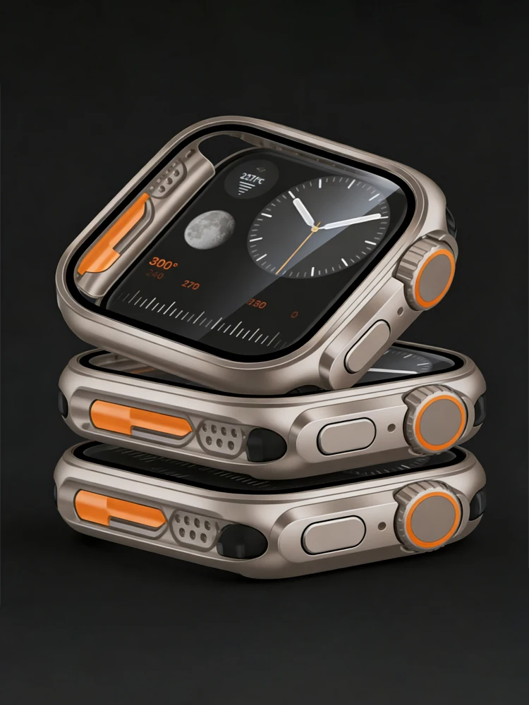 Screen Protector for Apple Watch Case 42mm 45mm 40mm 44mm 41mm PC Cover+Tempered glass Film Change To Ultra Series 9 8 7 6 5 SE