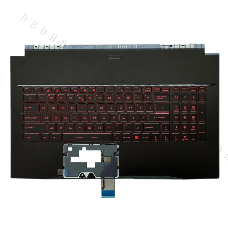 AA+_New Palmrest C Shell With Red Backlit Keyboard + Bottom D Cover For MSI GF75 MS-17F1 MS-17F2 MS-17F5 Laptop Replacement
