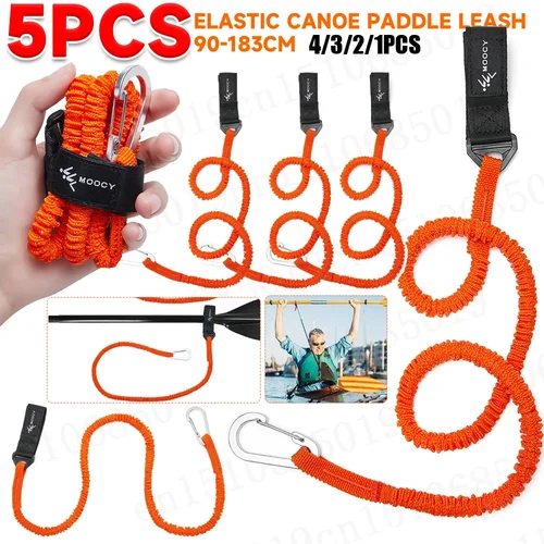 Imagen 1 del producto Correa elástica de seguridad para Kayak, cuerda antipérdida para canoa, caña de pescar, 5-1 piezas