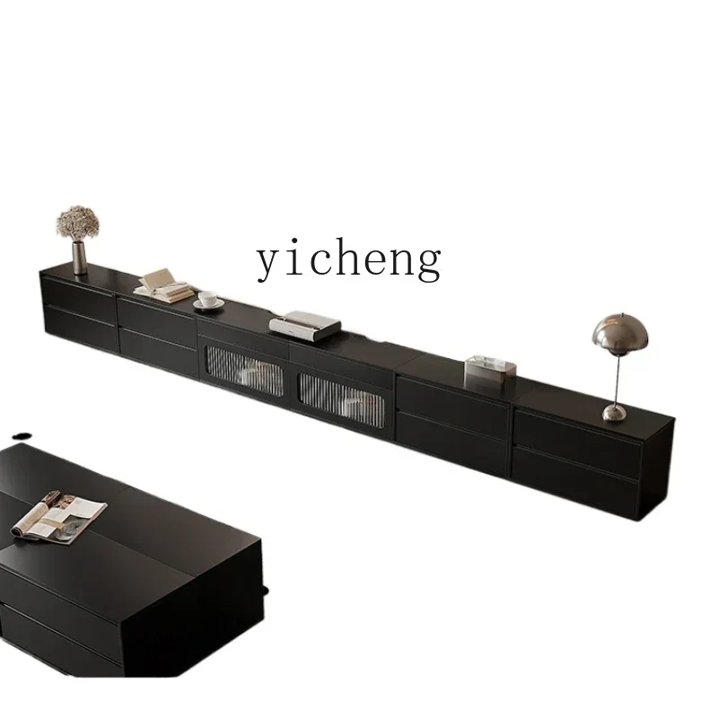 simple modern TV cabinet coffee table combination laser projector dedicated living room