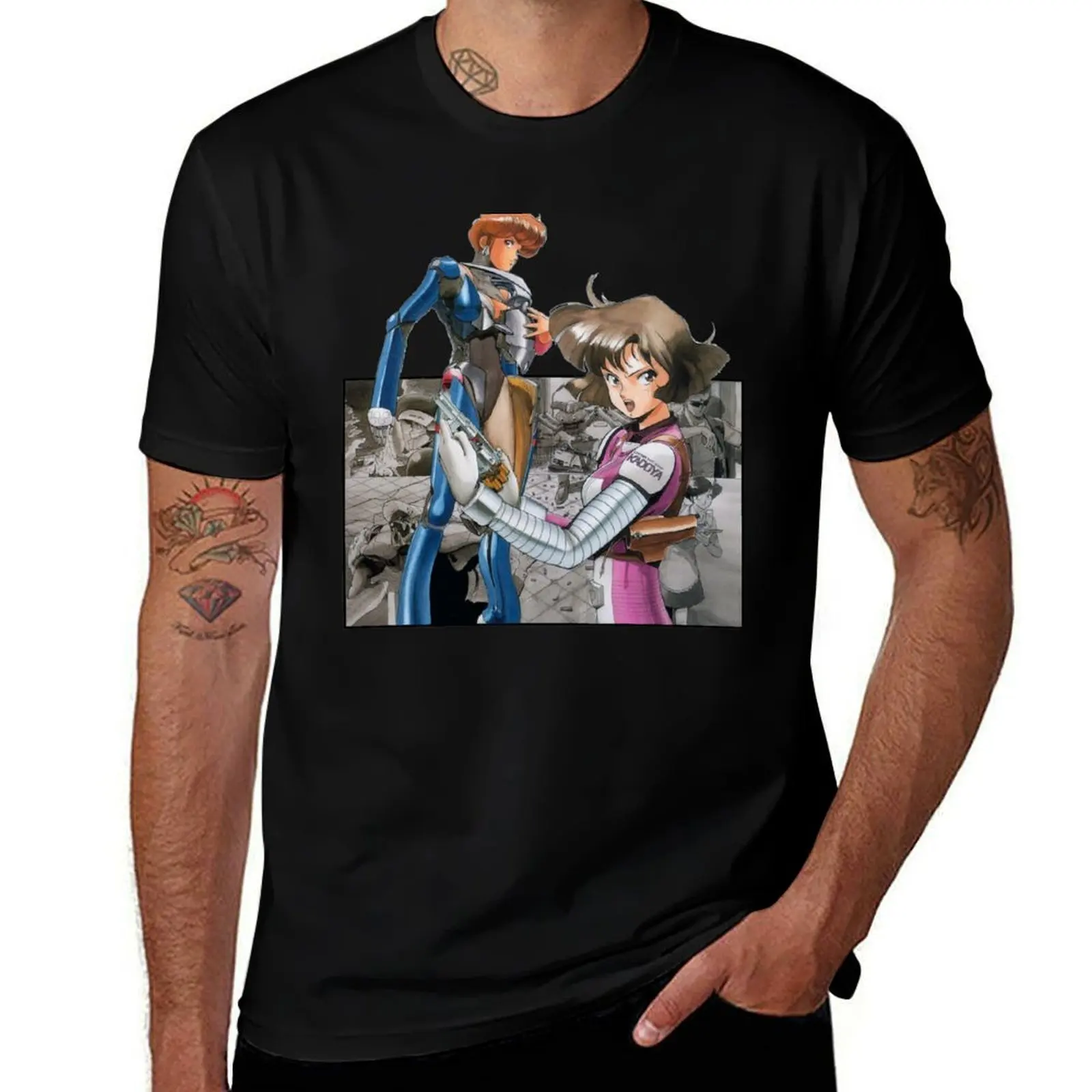 Bubblegum Crisis - Priss and Vision T-Shirt Large Size Basic Casual T-Shirt