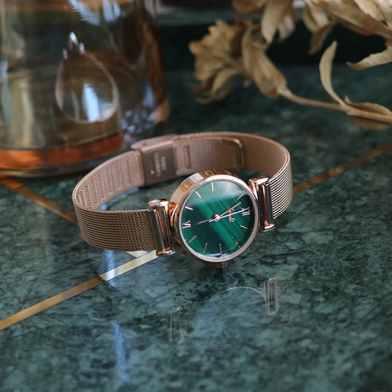 

New Women'S Watch Design: A Small Green Watch With A Vintage-Style Dial. A Fashionable And Luxurious Women'S Wristwatch.