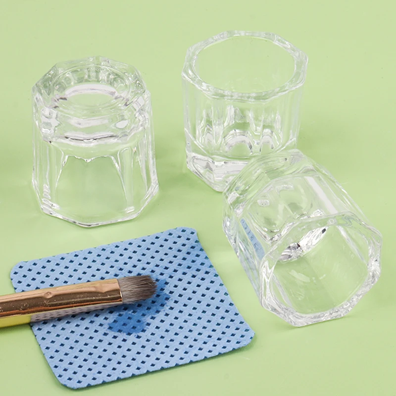 ถ้วยแก้วใสสำหรับใส่ยาทาเล็บอะคริลิค 1 ชิ้น อุปกรณ์ใส่ผงเล็บ ภาชนะใส่เครื่องสำอาง อุปกรณ์แต่งเล็บ