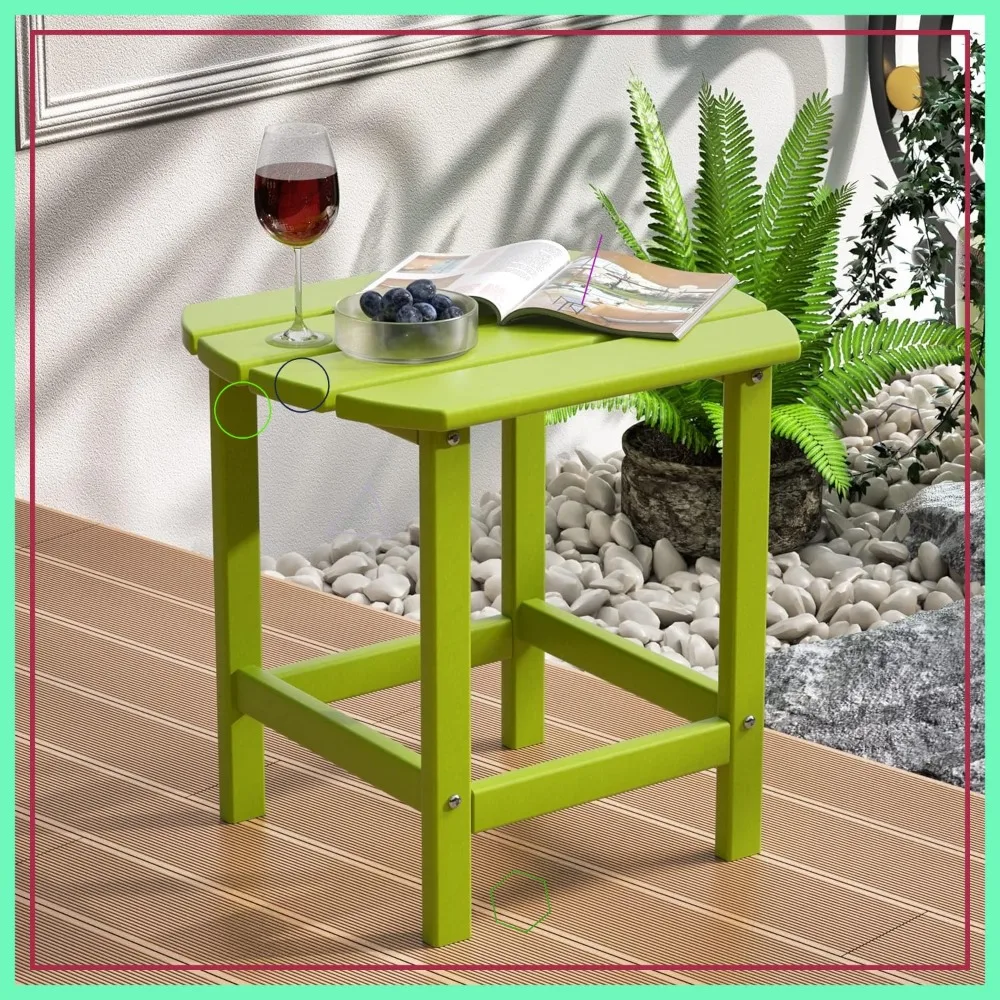 

Outdoor All-Weather HDPE Side Table, Humidity-Proof for Deck, Garden, Porch - Lemon Green