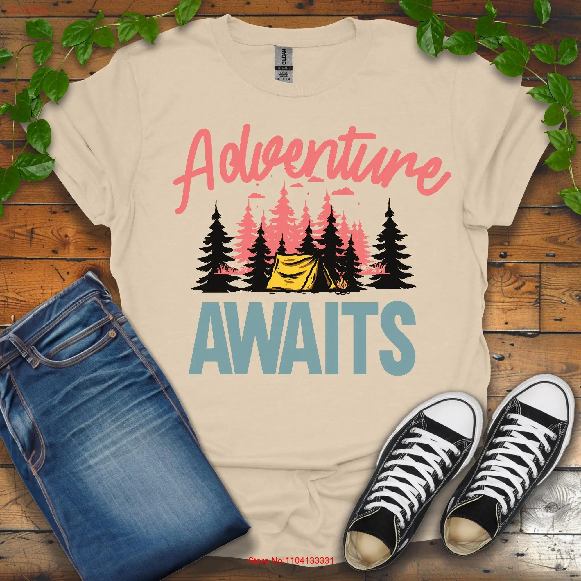 

Футболка Adventure Await's Mountain Hiker Nature Camping Family Vacation с длинными или короткими рукавами