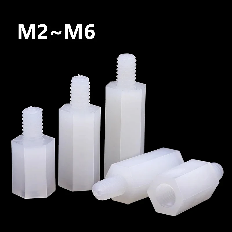 Yiqianyuan M2 M2.5 M3 M4 M5 M6 Pcb White Nylon Standoff Spacer Nylon Hexagon Spacer Standoff Pillar Male-female Screws
