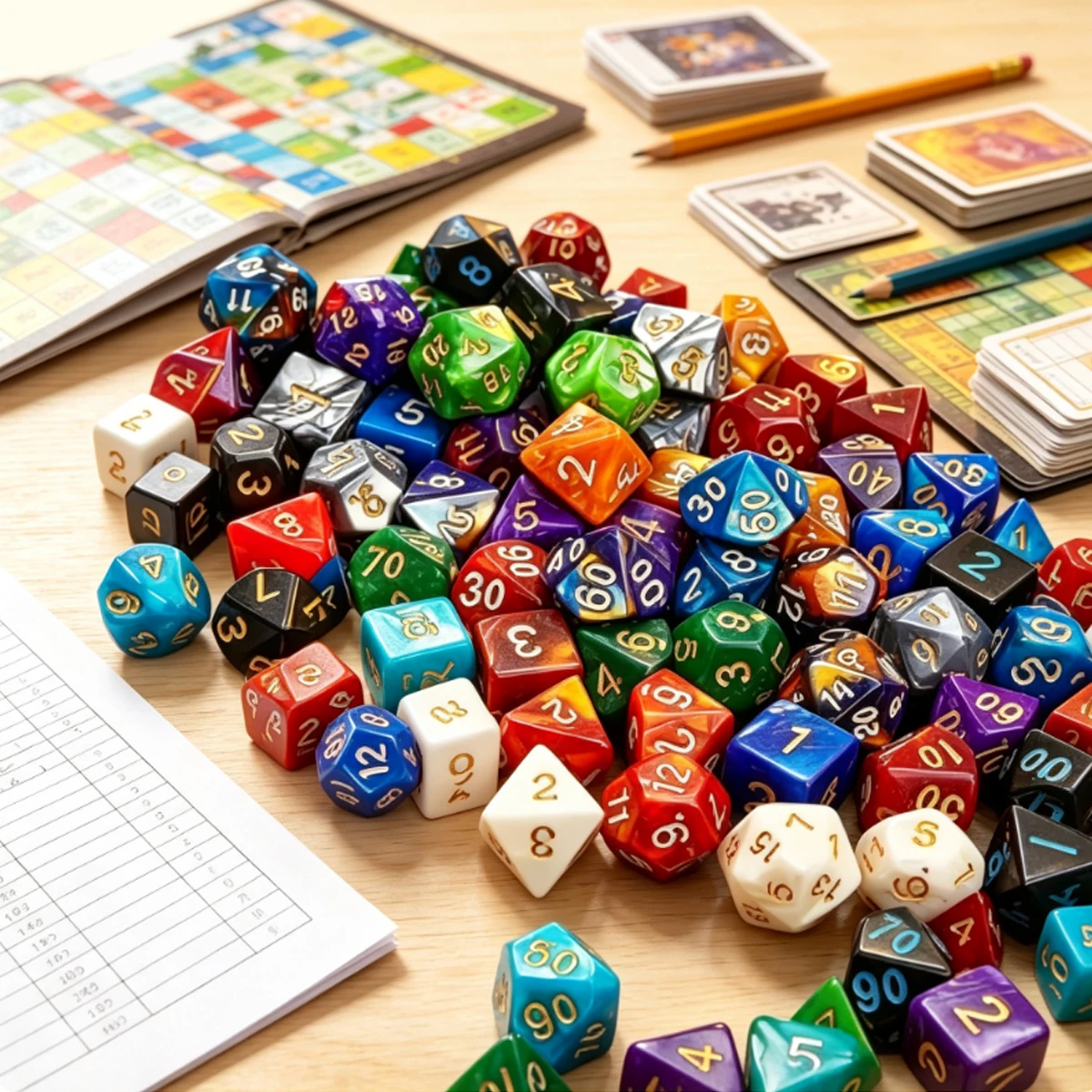49Pcs 7-Color RPG Dice Set – 7 Complete D4-D20 Sets with 7 Black Bags, Perfect for Tabletop Gaming, MTG, Seasonal Gift ZSY