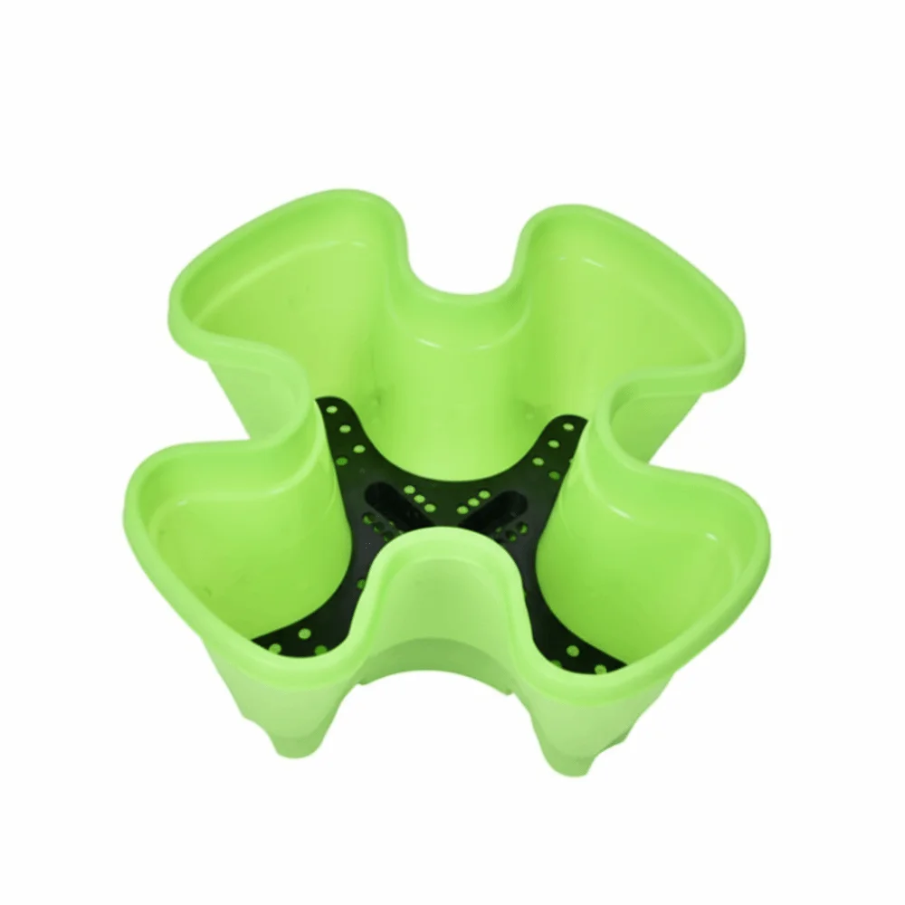 Durable 3/4 Petal Stackable Flower Pot Plastic Space Saving Vertical Pot Planting Container Balcony