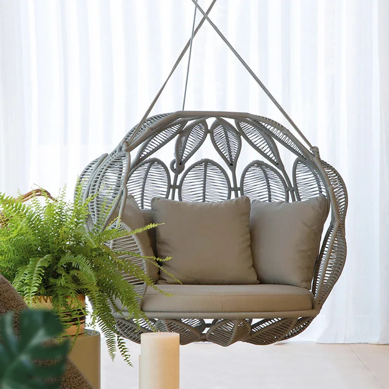Outdoor rattan chair hanging basket courtyard garden swing indoor balcony rattan hanging basket floor bird's nest cradle chair