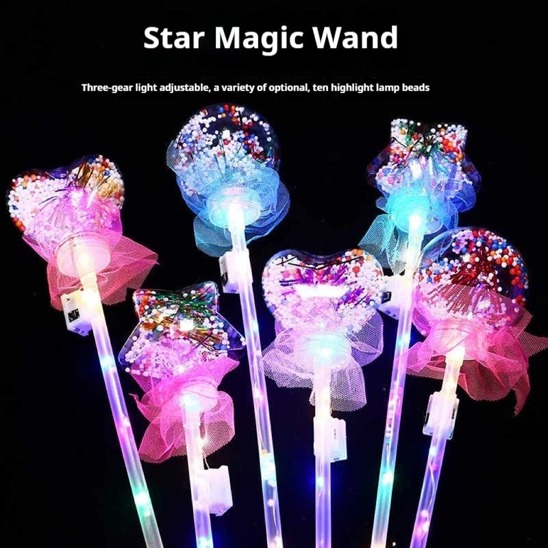 Luminous Popo Ball Children'S Starry Sky Ball Fairy Stick Night Market Pushing Magic Stick Sparkling Fluorescent Stick Princess