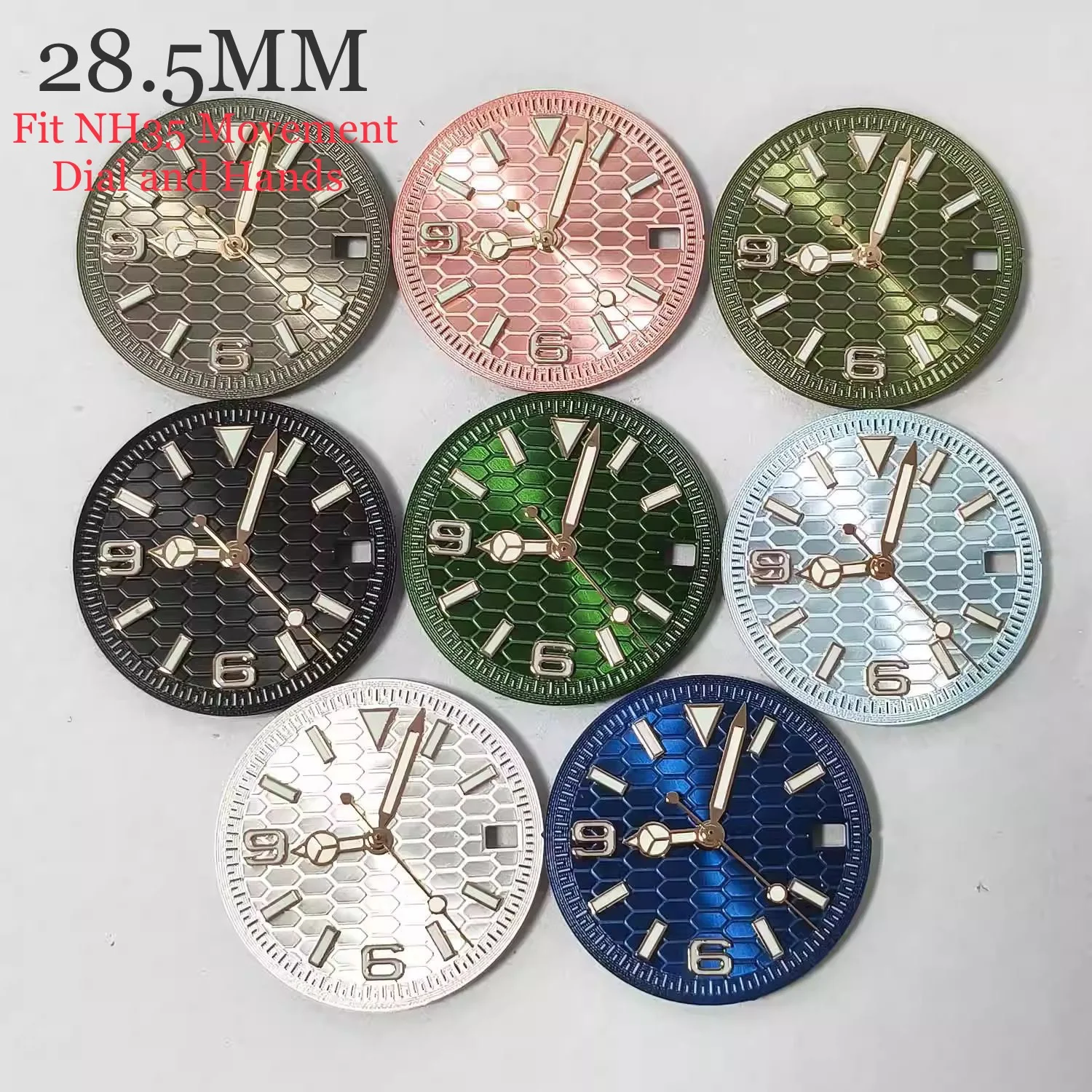 28.5mm rose-tinted sunburst dial with NH35/NH36/7s movement dial with hands suitable for precision modification and repair parts