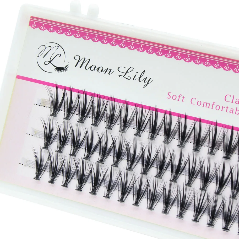 Moonlily 60 Bundles Silk Soft Mink Eyelashes Extension Natural 3D Russian Volume Faux Individual 20D Cluster Lashes Makeup Cilia