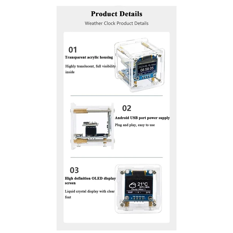 FULL-DIY Weather Clock Kit WIFI Module Internet Of Things Time Temperature And Humidity Display Soldering Practice Loose Accesso