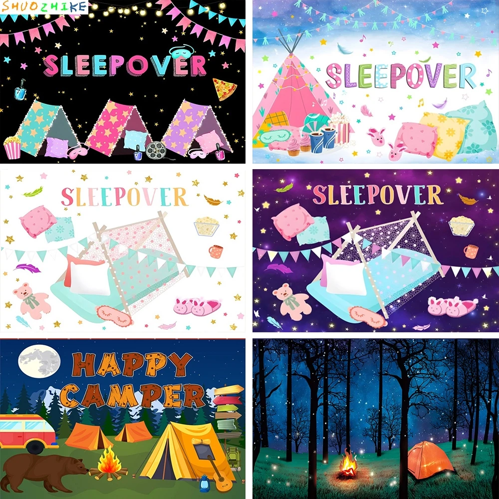 

Sleepover Party Photography Backdrops Pajamas Pillow Fight Pink Girl Party Decor Banner Portrait Photo Studio Background BA-01