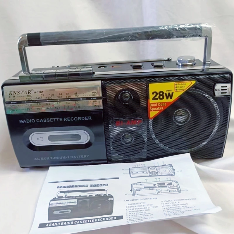 

Portable Card Insertion Bluetooth Speaker Antique Tape Drive Vintage Cassette Tape Recorder FM Radio Caixa De Som Bluetooth Mp3