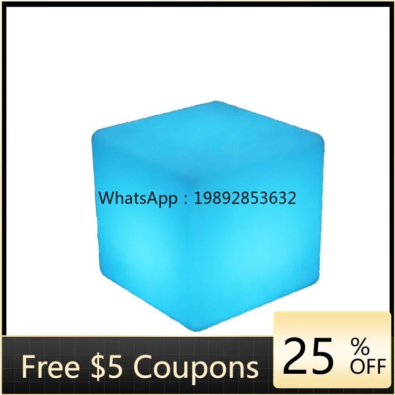 

XL Simple PE Colorful Cube Bar Night Light Stool Decorative Ornament Event Seat Furniture Waterproof