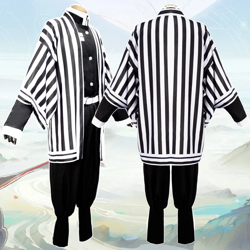 Anime Demon Slayer Cosplay Costume Kimetsu No Yaiba Iguro Obanai Haori Kimono Wig White Snake Props Set Carnival Party Uniform