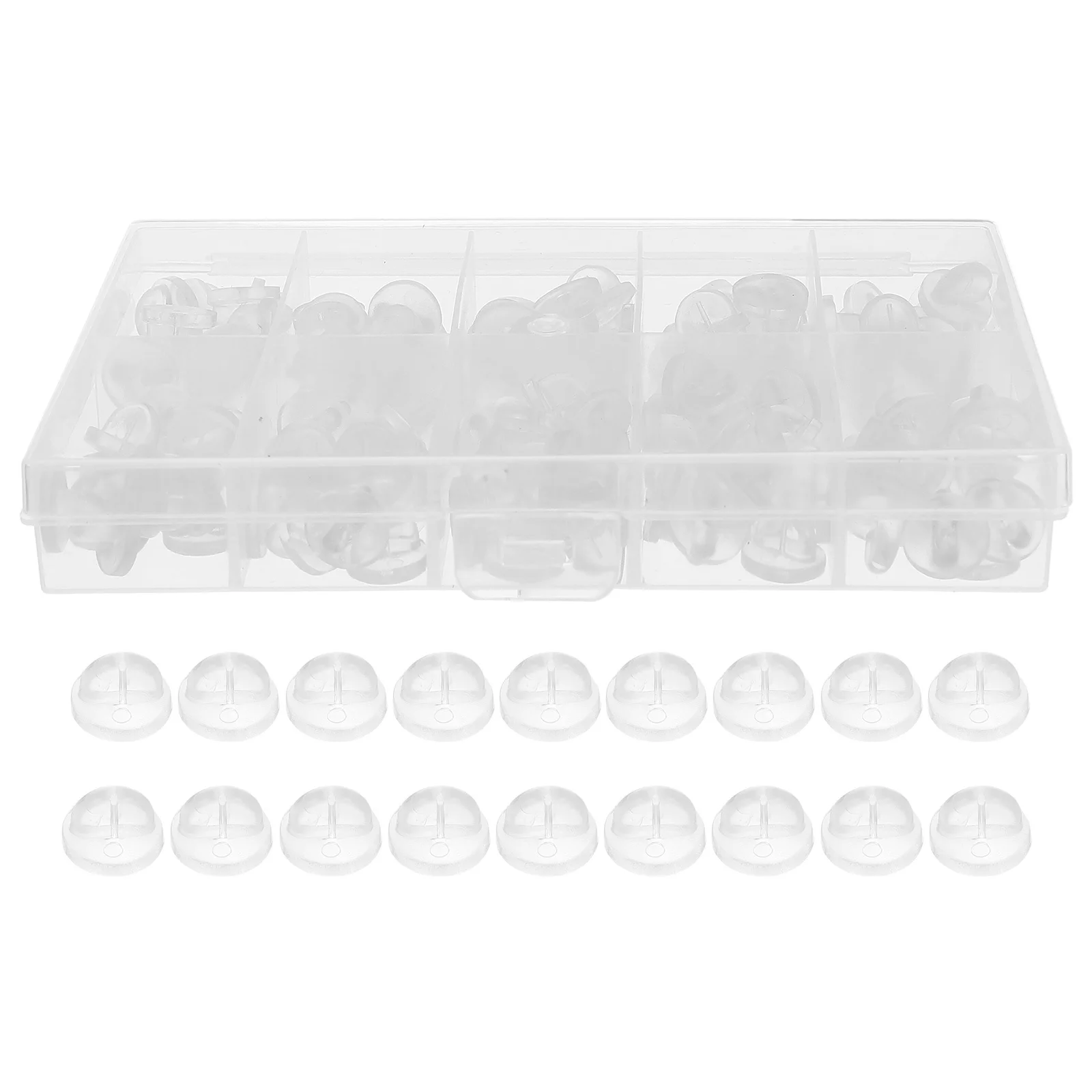 

150pcs Locking Pin Backs Rubber Lapel Pin Locks For Brooches Hats Ties Name Tags Badges Transparent Storage Box Flexible Secure