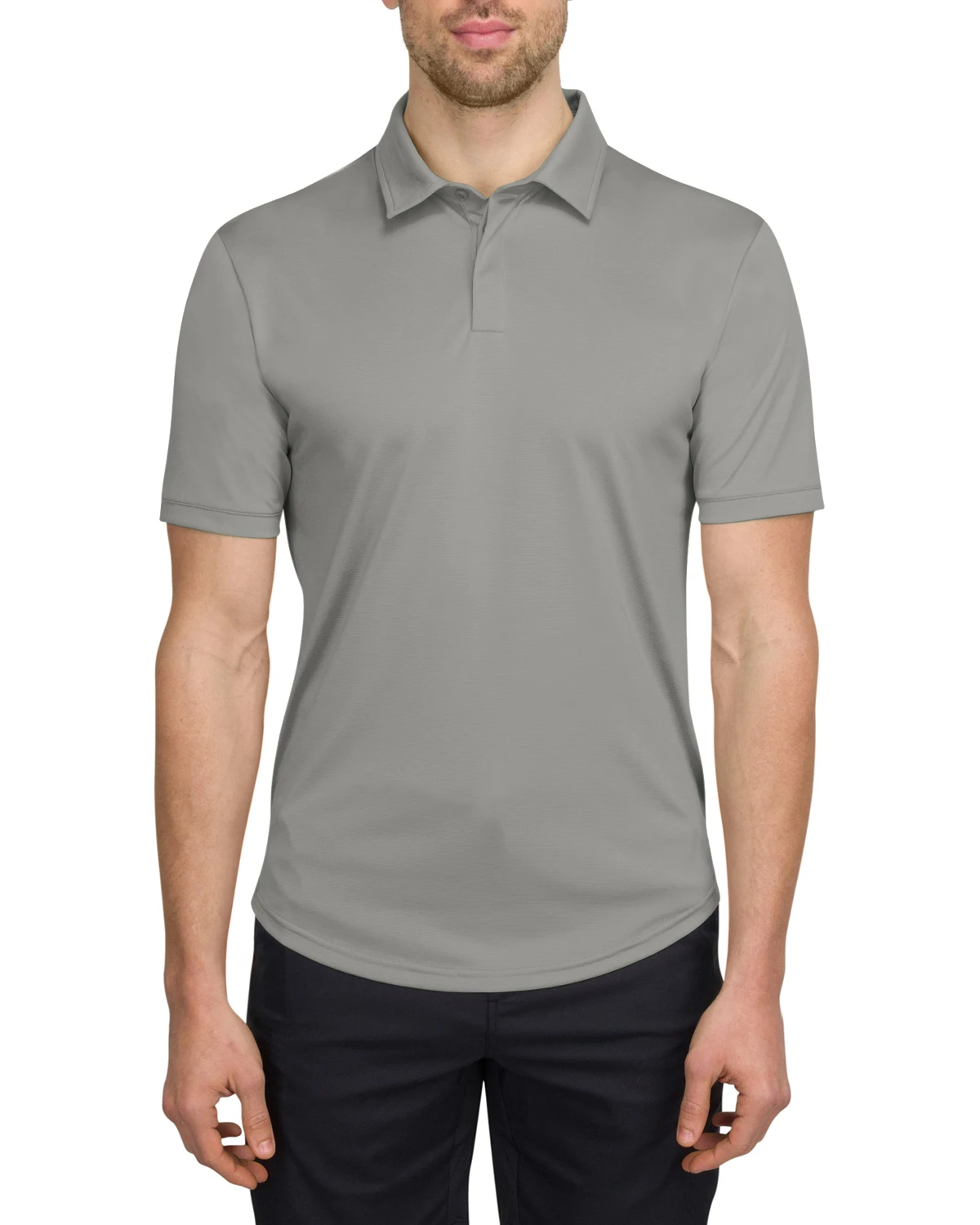 Men’s Polo Golf Shirt with Round Hem - Dry Fit 4-Way Stretch Fabric, Moisture Wicking, Anti-Odor & UPF50+. Side Split Hems