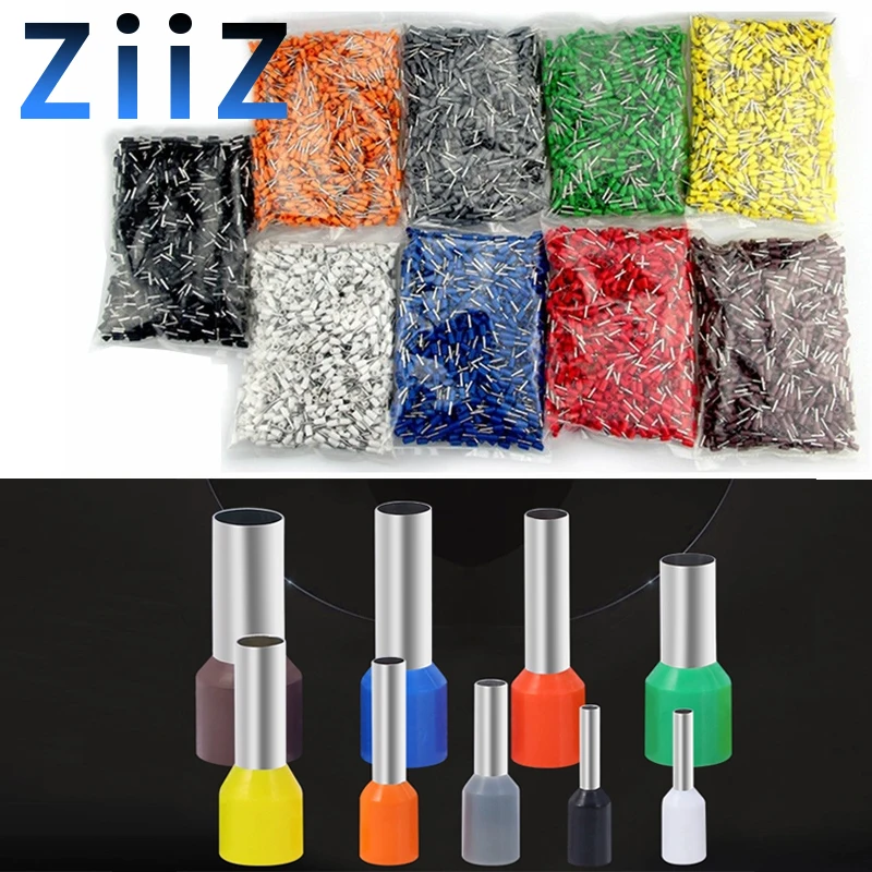 

1000PCS Tube terminal VE1008E6010 Insulated pin terminal European cold-pressed quick copper connector Purple brass tube ZiiZ