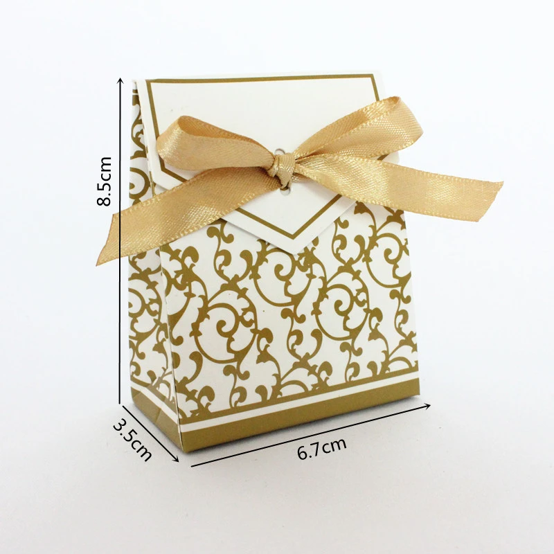 100PCS Gold Silver Paper Candy Box Gift Bag Wedding Gift Packaging Baby Shower Favors Birthday Party Supplies