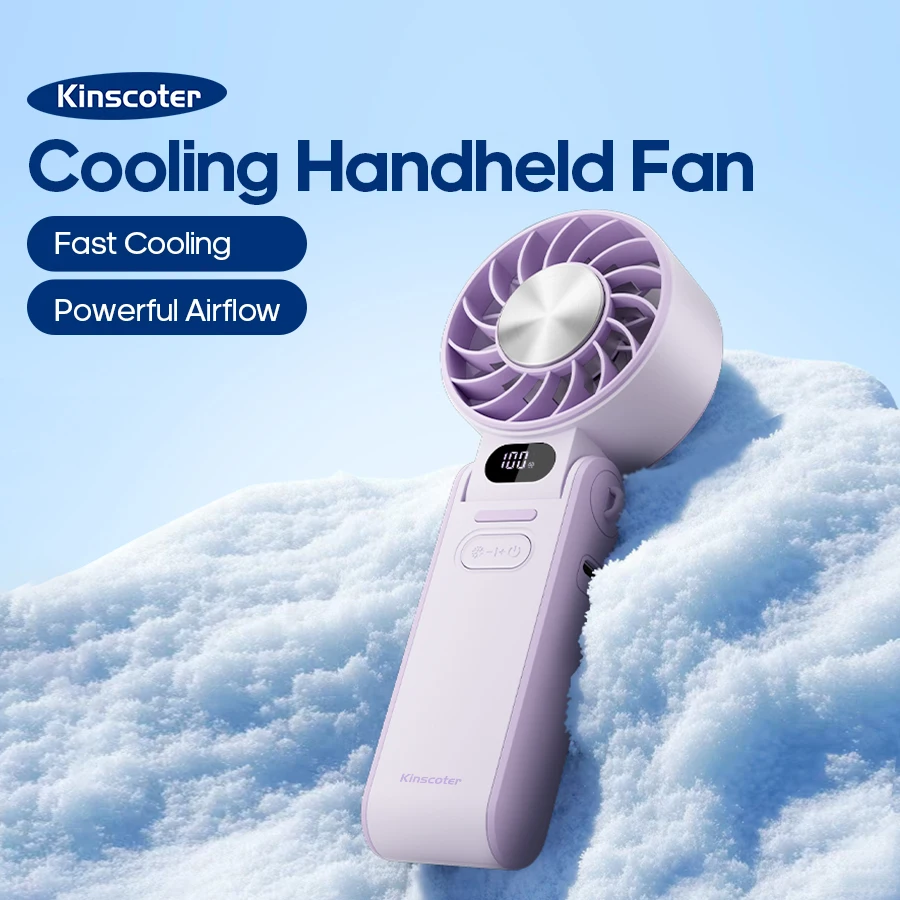 Newes Foldable Handheld Fan100 Gear Speed Adjustable 3600mAh Rechargeable Student Fan LED Display USB Air Circulator w/ Lanyard