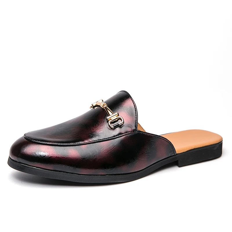 Summer Half Shoes for Men Breathable Loafers Slippers Man Outdoor Open-back Casual Shoes Mules Slip On Flats Leather Sandals