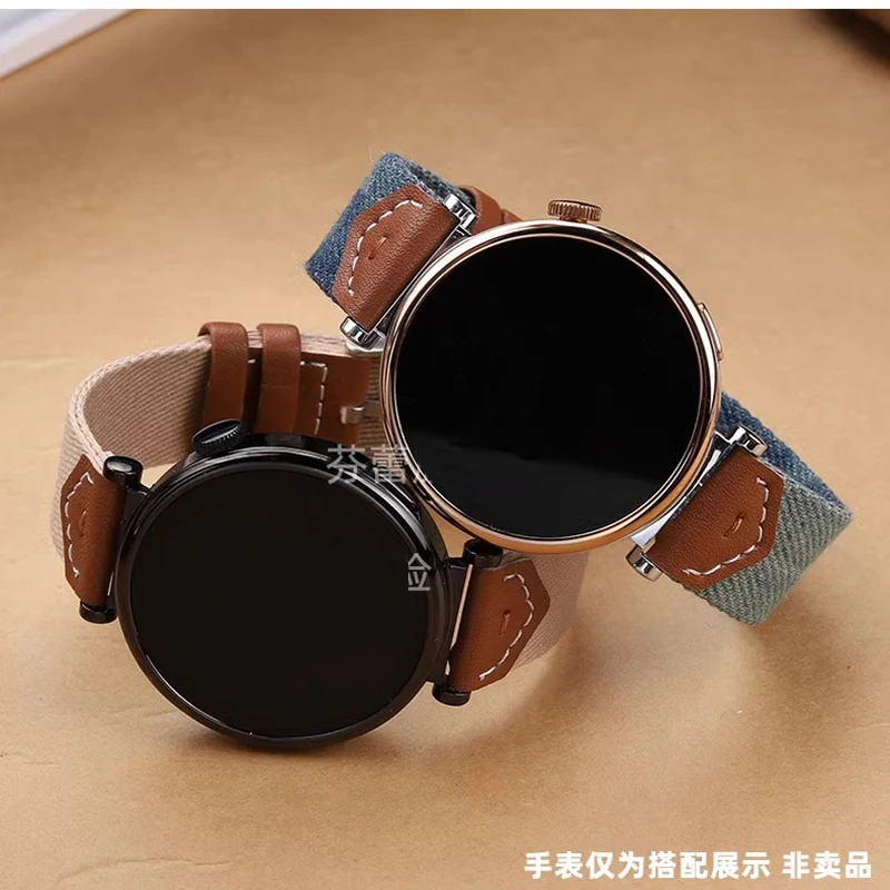 18mm macio tecer pulseira de couro de náilon para huawei relógio gt5 pro 42mm pulseira de pulso feminino relógio gt5/4 41mm lona correa pulseira