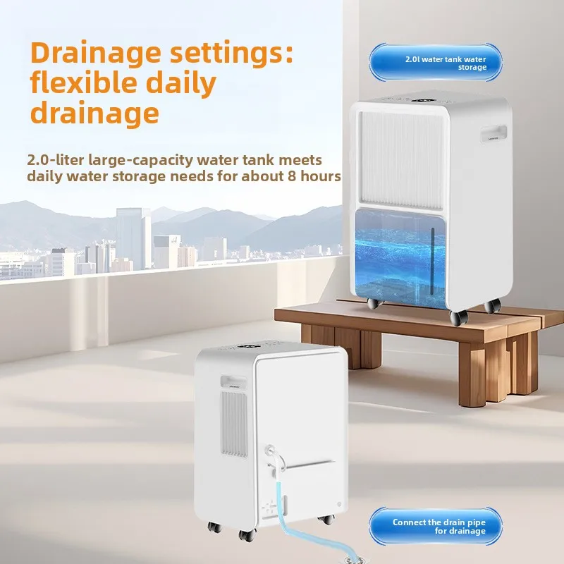 New Household Low-noise 6L Dehumidifier, Small Dehumidifier, Portable Pulley Energy-saving and High-efficiency Dehumidifier