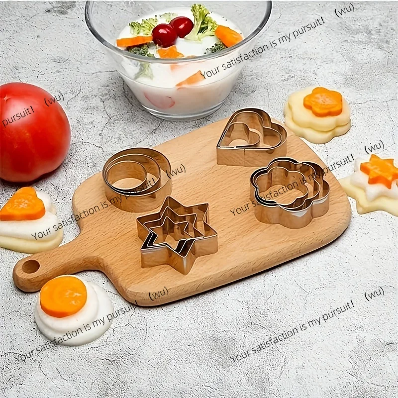 12-Piece metal creative cookie mold set, round/heart/flower egg mold, indoor and outdoor baking tools