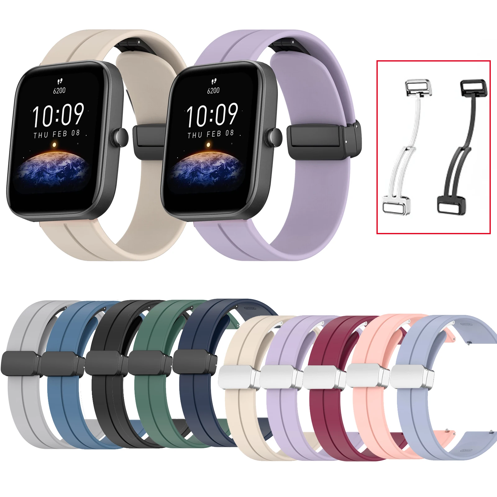 

20mm Silicone Magnetic Buckle Strap For Huami Amazfit Bip3 GTS2 GTS4 Mini GTS3 GTS2e Neo GTS 2 3 4 2e Bip 3 Lite S U Pro