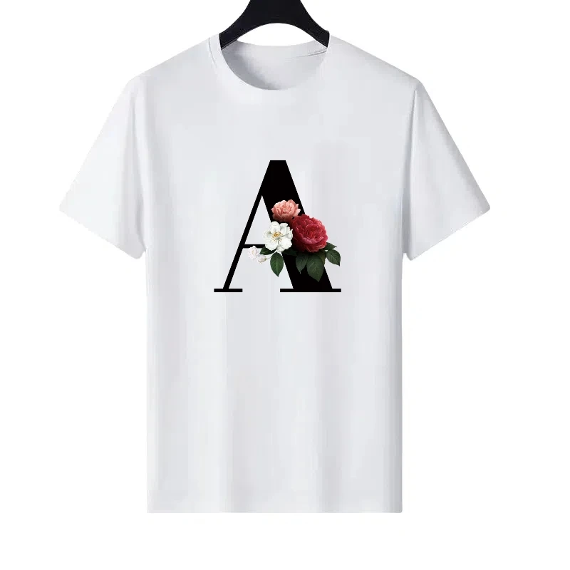 

Letter Number Woman White Fashion Round Neck Parent-child Clothing Tops Ladies Cheap Y2k Short Sleeves T-Shirt Men Sweatshirts