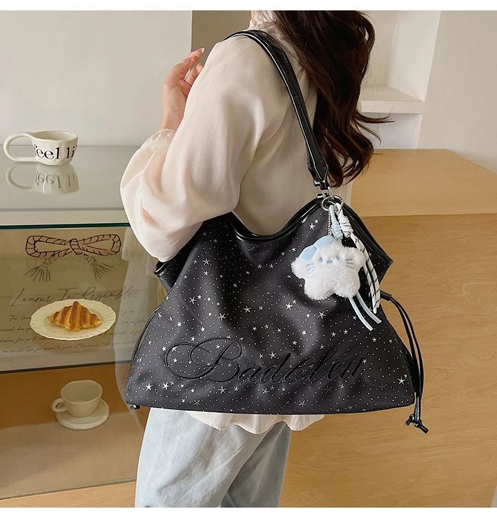Y2k Fashion Letter Printing Pattern Shoulder Bag for Women 2026 Sweet Girls Vintage Casual Tote Bag Handbags Large Capacity Bag