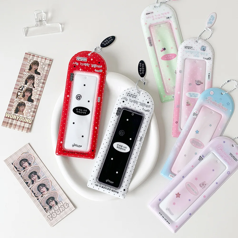 Y2K Fashion Korean Star Life 4-Grid Photo Card Holder Cute Girls Backpack Pendant Decoration Keychain Storage Card Bag Gifts