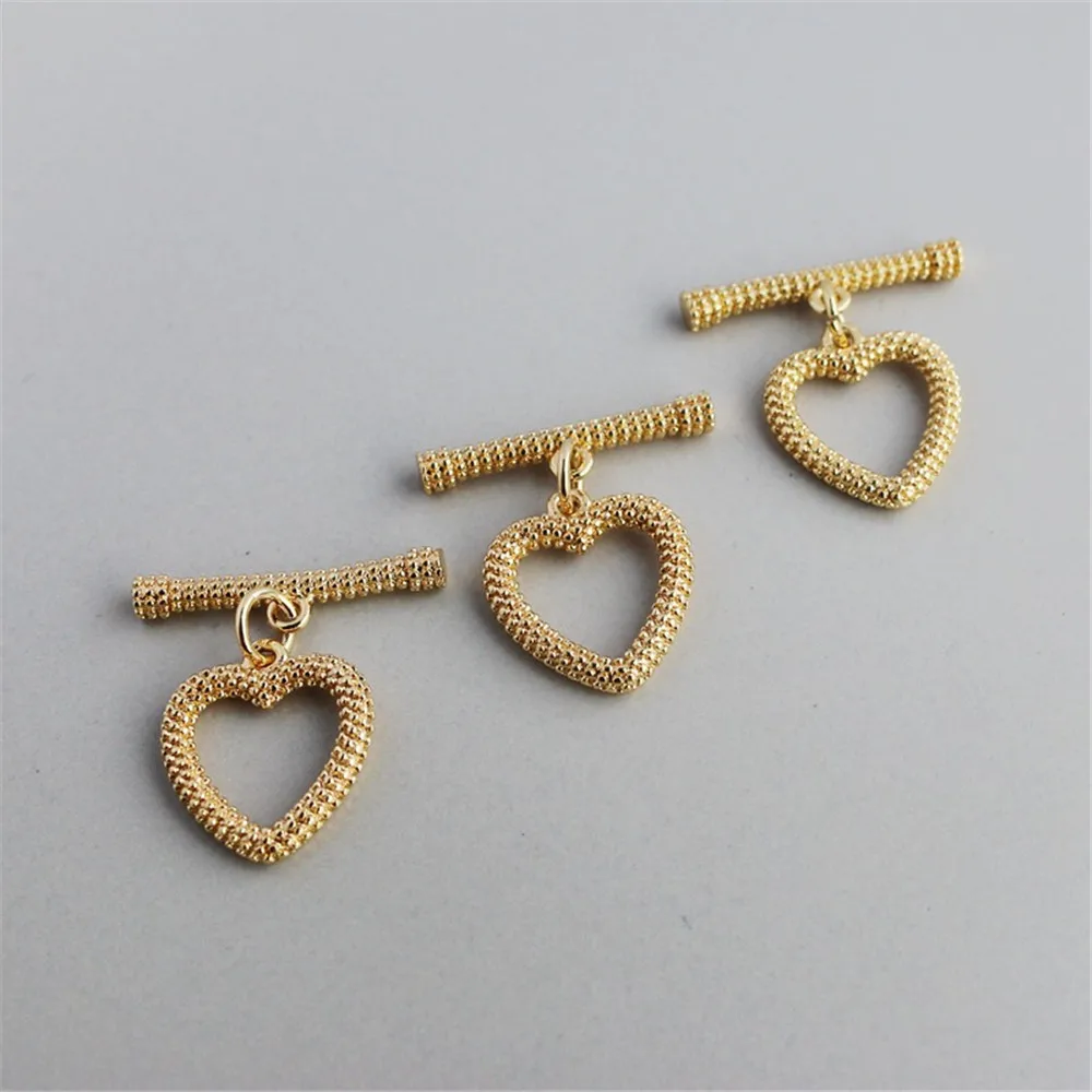 IQ 14K Gold Bracelet Buckle, OT Buckle, Heart-Shaped, Coarse Grain Connection, DIY Jewelry Accessories