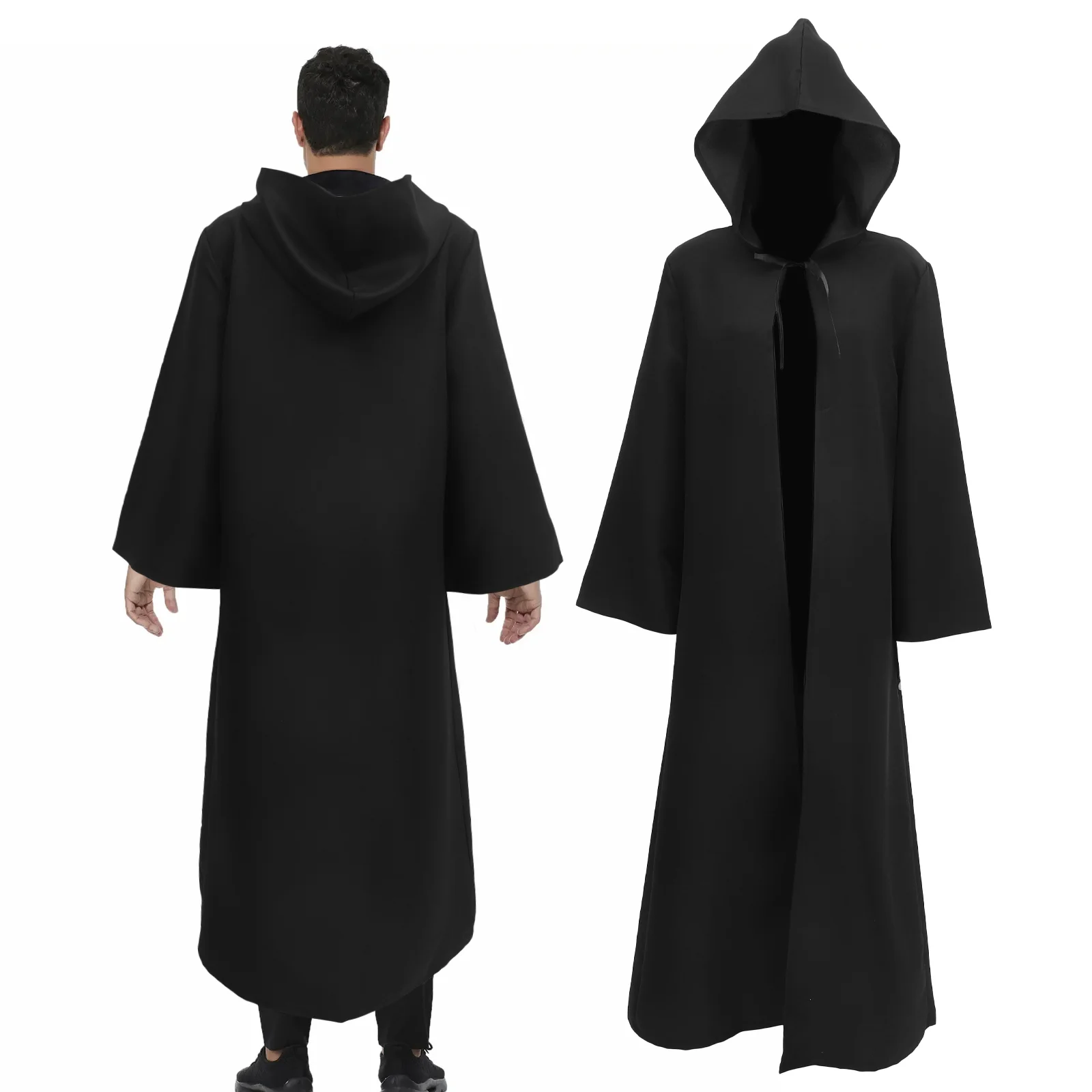 Halloween Cape Comfortable Cloak Wizard Robes Black Jacket with Hat Kids Polyester (Polyester) Death Costume Light Party