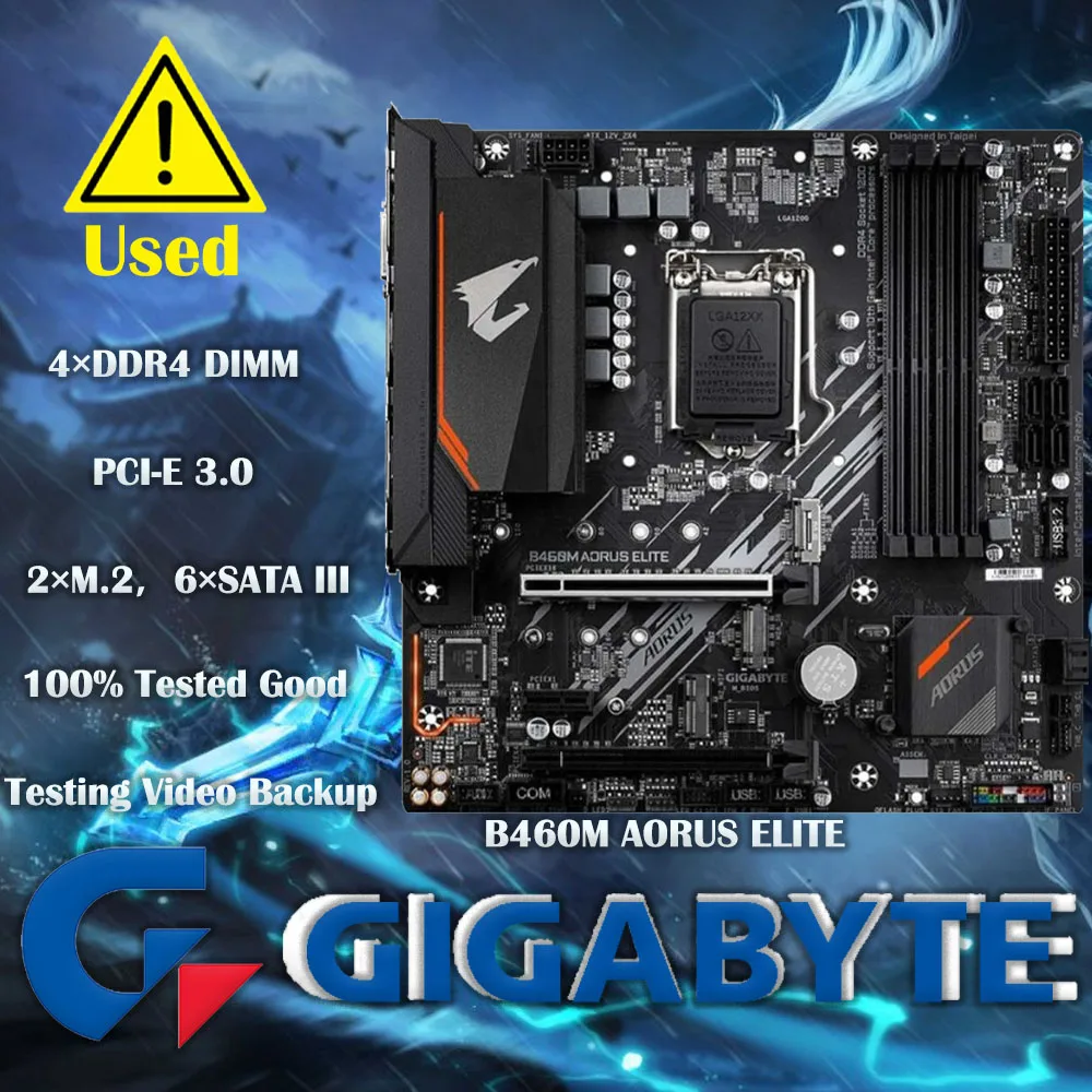 Gigabyte GA B460M AORUS ELITE  Micro-ATX Intel B460 DDR4 M.2 128G Support 10 gen LGA 1200 CPU Disassemble Motherboard