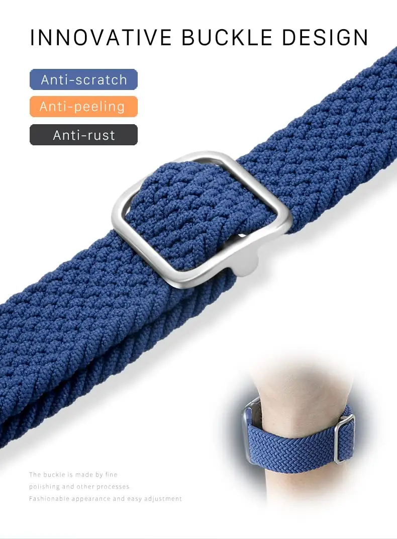 Braided Solo Loop Nylon Strap For Apple Watch band Series 10 42mm 46mm 44mm 40mm 38 41 45 49mm for iWatch 9 8 7 6 SE 5 4 Ultra