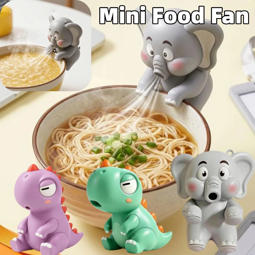 Mini Food Fan Clip On Fan For Cup & Bowl,Cute Dinosaur&Elephant Shape Blow Fan Portable USB Charging Cooling Fan for Tea Coffee