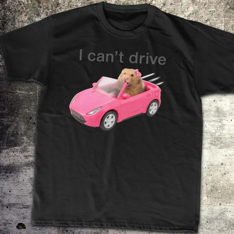 جديد لا أستطيع القيادة مضحك الهامستر جحر مضحك الرموز التعبيرية الجرافيك تي شيرت مطبوع أنيق عادية عالية الجودة طاقم الرقبة تي شيرت رجالي
