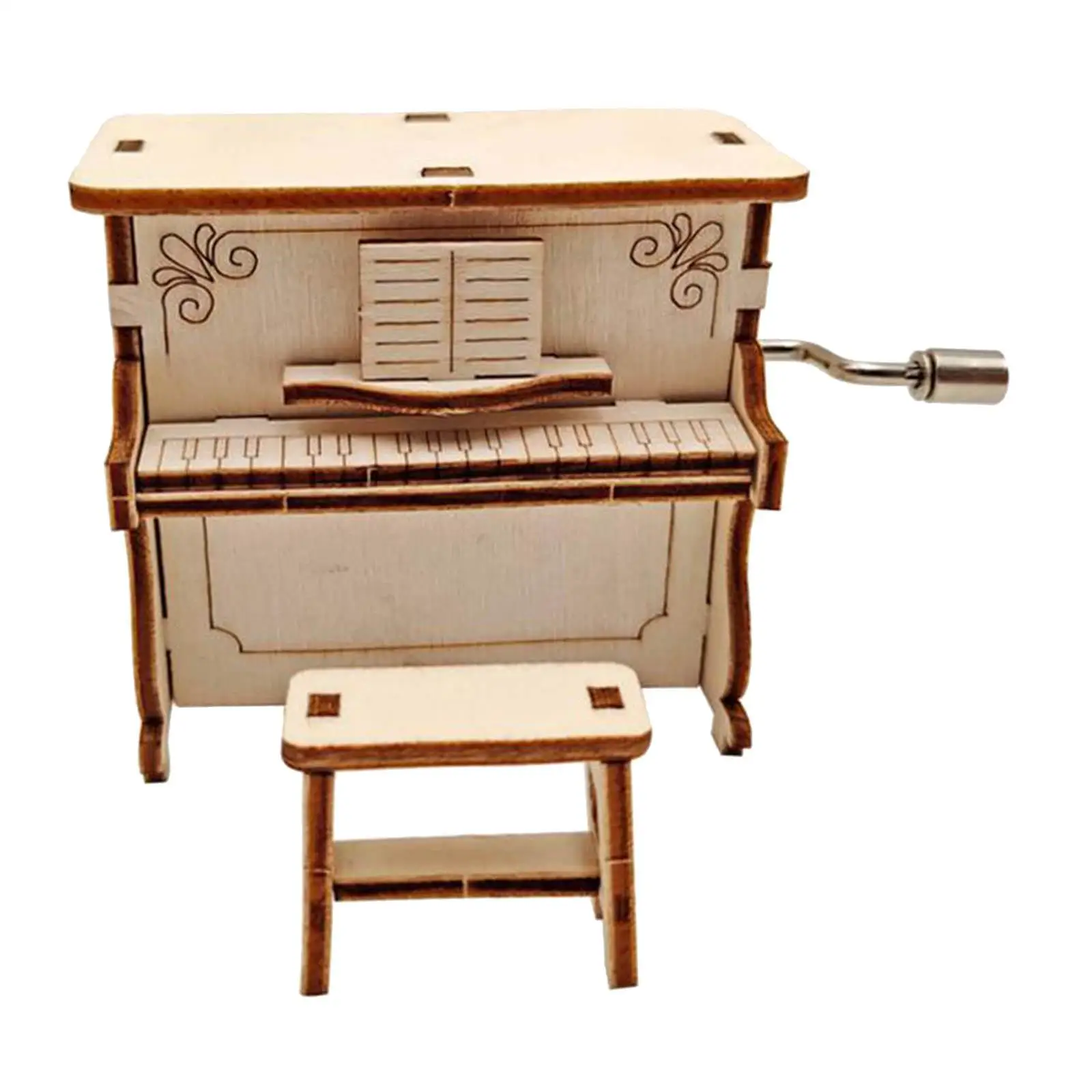 Kit de piano DIY com manivela gravada caixa musical brinquedo educacional de quebra-cabeças