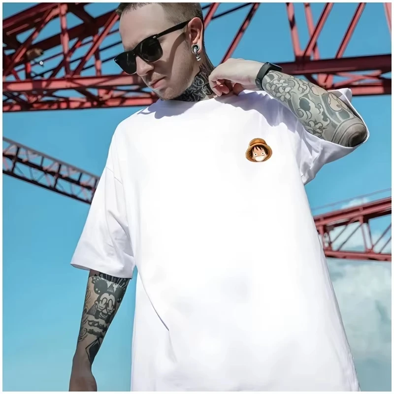 Anime streetwear marca de uma peça camisetas masculinas verão y2k roupas femininas oversized manga curta camiseta casual algodão topos unisex