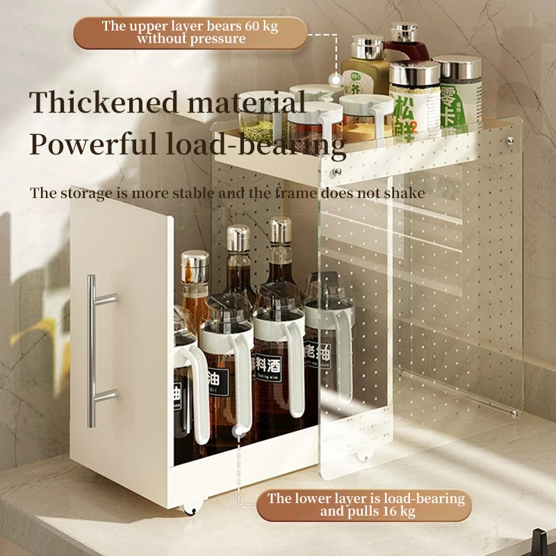 

Kitchen Pull-out Spice Storage Rack Corner Seasoning Oil Salt Sauce Vinegar Bottle Organization Stand Countertop Holder Shelf